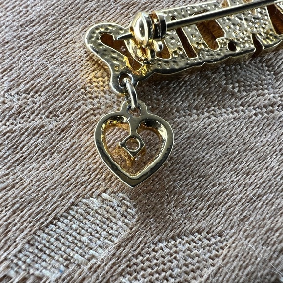 VINTAGE 90s WWJD GOLD BROOCH HEART RHINESTONE ACCENT GIFT RELIGIOUS - Picture 4 of 9